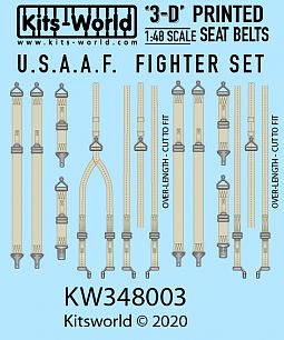 Kitsworld 1:48 scale USAAF Fighter Seat Belts KW3D148003 3D Seat Belt Decals 
